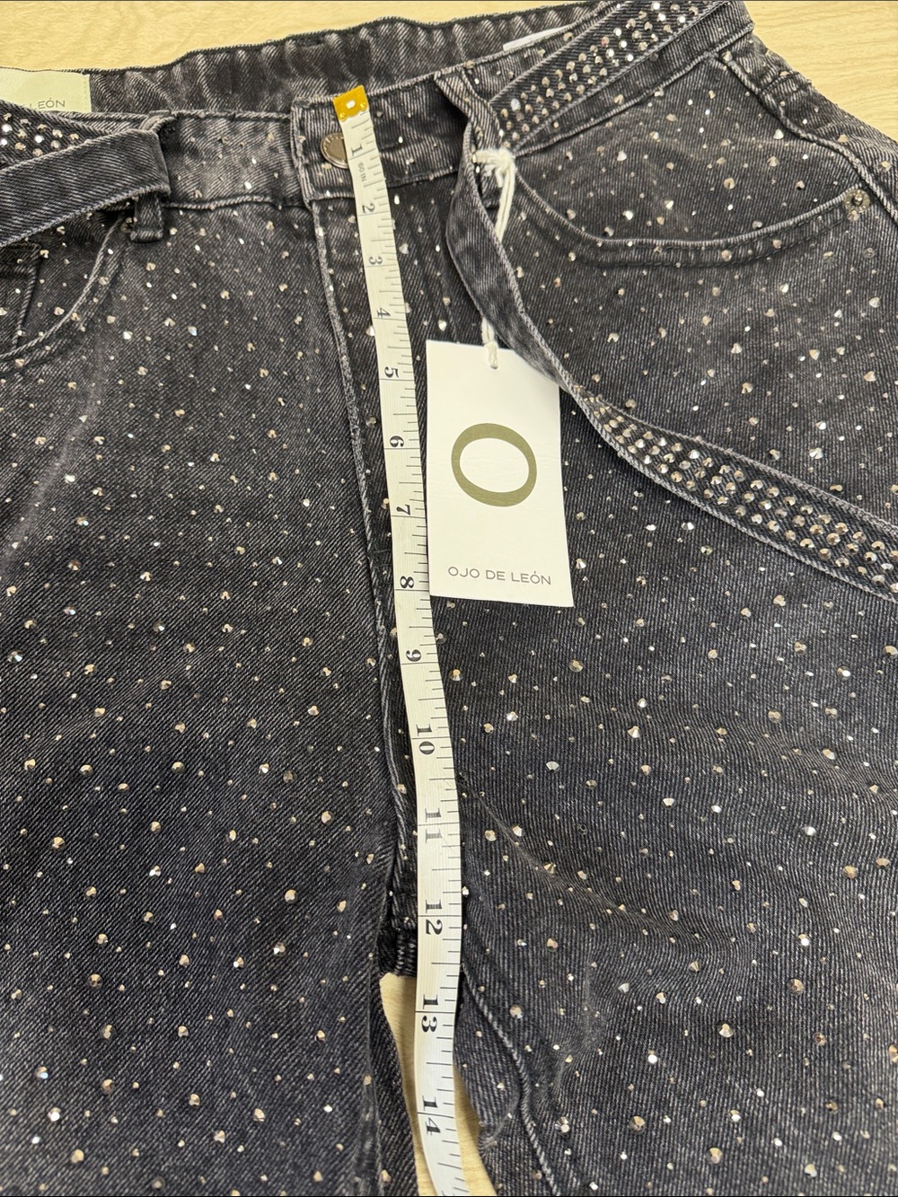 OJO DE LEÓN LEX DENIM BEDAZZLED JEANS BLACK WASH - 40 - Picture 7 of 10